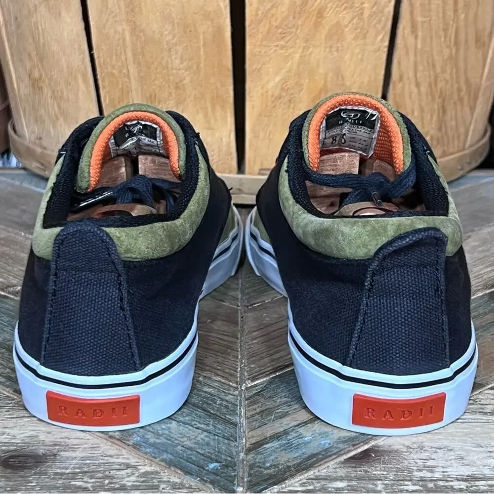 Radii FM1083 The Jax Olive Black Orange Suede Skateboarding Shoes Mens Size 8.5